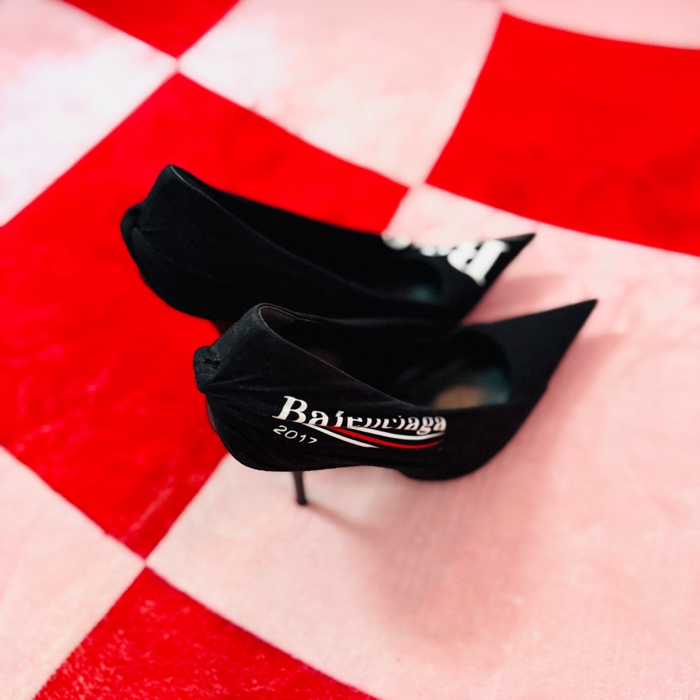 Balenciaga Runway Knife Pumps 2017 Dark Navy Size 39 Stiletto Heels - Picture 3 of 9